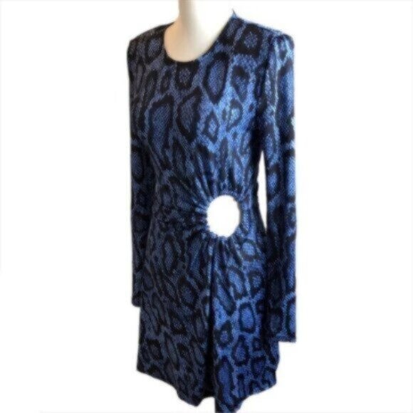 NWT Danielle Bernstein Blue Snakeskin Print Mini Party Dress M - Picture 3 of 10